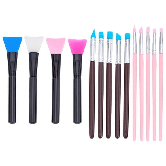 22Pcs Silicone Face Mask Brush Applicator with Plastic Handle and Silicone and Aluminum Tube Drilling Pointer Mixed Color 140~187x7~31.5x7~12.5mm