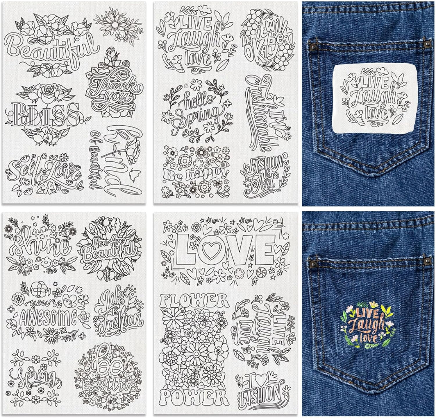 22Pcs Water Soluble Embroidery Patterns Hand Sewing Stabilizer Adhesive ...