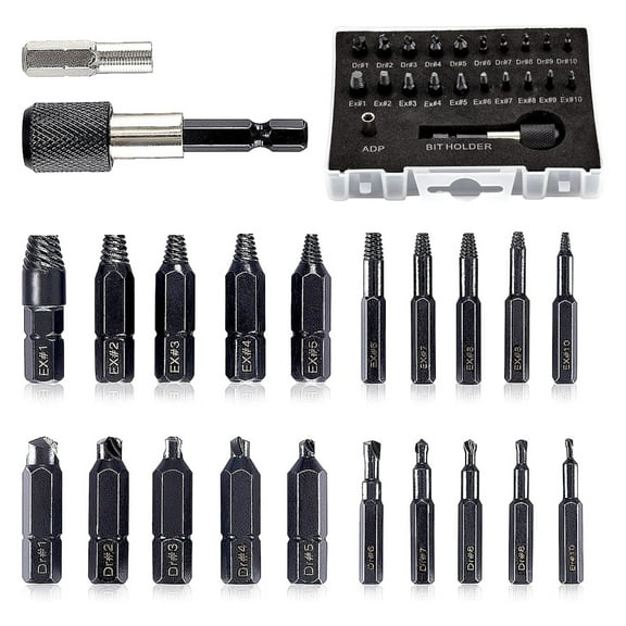 22Pcs/set Damaged Screw Extractor Drill Bits Purpose Tools Broken Speed Out Easy Bolt Stripped Screw Remover Tool