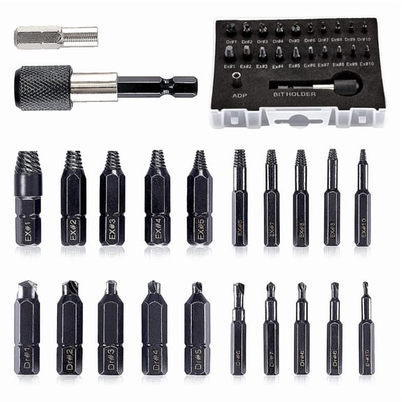 22Pcs/set Damaged Screw Extractor Drill Bits Purpose Tools Broken Speed Out Easy Bolt Stud Stripped Screw Remover Tool