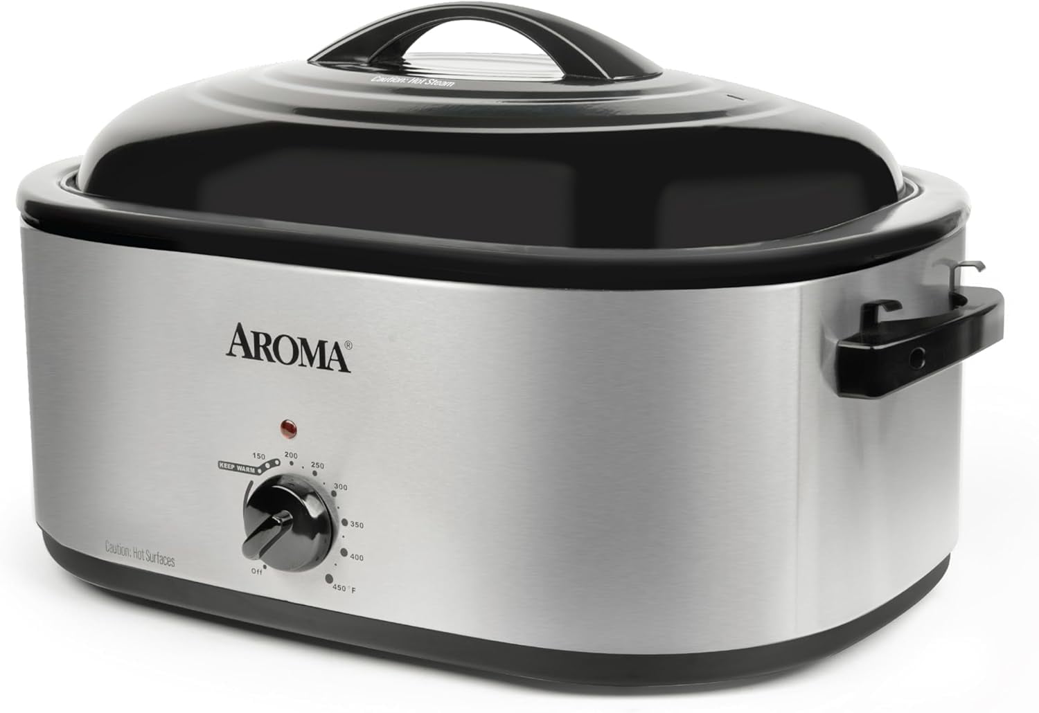 Aroma 22 Quart Stainless Steel Electric Roaster Oven with Self-Basting Lid