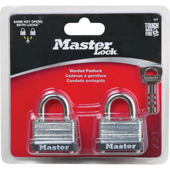 Master Lock Padlock 22T Warded - Keyed Lock - 1 Piece, Multicolor