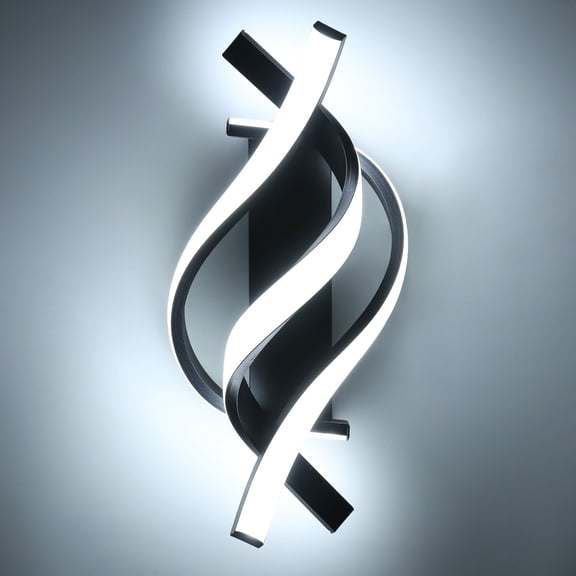 22W Creative Wall Mount Light Fixture, Modern Black Spiral LED Wall Sconce/Lamp