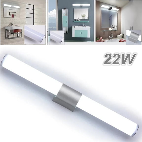 22W LED Bathroom Vanity Light Bar 21.5 Inch Waterproof Mirror Front Lamp Wall Mounted Stainless Steel Acrylic Makeup Light Cool White 6000K for Bathroom Powder Room Hotel Decor