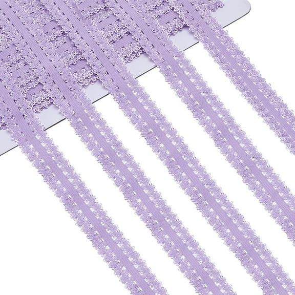 22Yards 7/8 Inch Elastic Edges Trimming Lilac Stretch Lace Trim Webbing Crocheted Lace Cord Ribbon