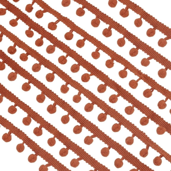 22Yards Pom Poms Balls Fringe Trim 24mm Trim Fringe Brown Sewing Ribbon Crafts Pompoms Tassel Lace