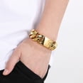 thumbnail image 1 of 22cm Cuban Chain 14K Yellow Gold Bracelets For Men Shiny Brushed Bangle Bracelets Men Curb Gold Silver Color Color Jewelry, 1 of 7