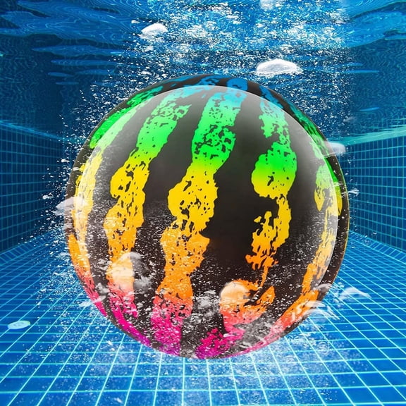 22cm Rainbow Watermelon PVC Beach Ball, Inflatable Pool Toy for Kids, Colorful Gradient Water Ball for Summer Pool Parties, Beach and Backyard Water Play