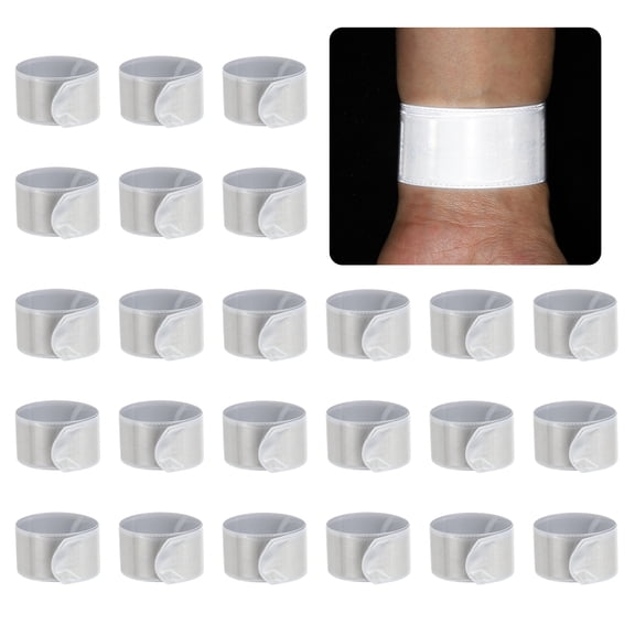 Uxcell 8.66" Reflective Bands, 24Pcs Reflective Arm Bands Straps Wrist Reflective Running Gear Safety Reflective Straps Bracelets High Visibility for Night Walking Bicycle, Silver