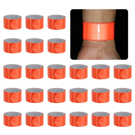 Uxcell 8.66" Reflective Bands, 24Pcs Reflective Arm Bands Straps Wrist Reflective Running Gear Safety Reflective Straps Bracelets High Visibility for Night Walking Bicycle, Orange