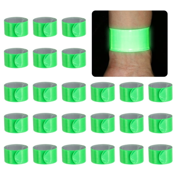 Uxcell 8.66" Reflective Bands, 24Pcs Reflective Arm Bands Straps Wrist Reflective Running Gear Safety Reflective Straps Bracelets High Visibility for Night Walking Bicycle, Green