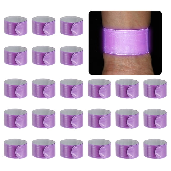 Uxcell 8.66" Reflective Bands, 24Pcs Reflective Arm Bands Straps Wrist Reflective Running Gear Safety Reflective Straps Bracelets High Visibility for Night Walking Bicycle, Purple