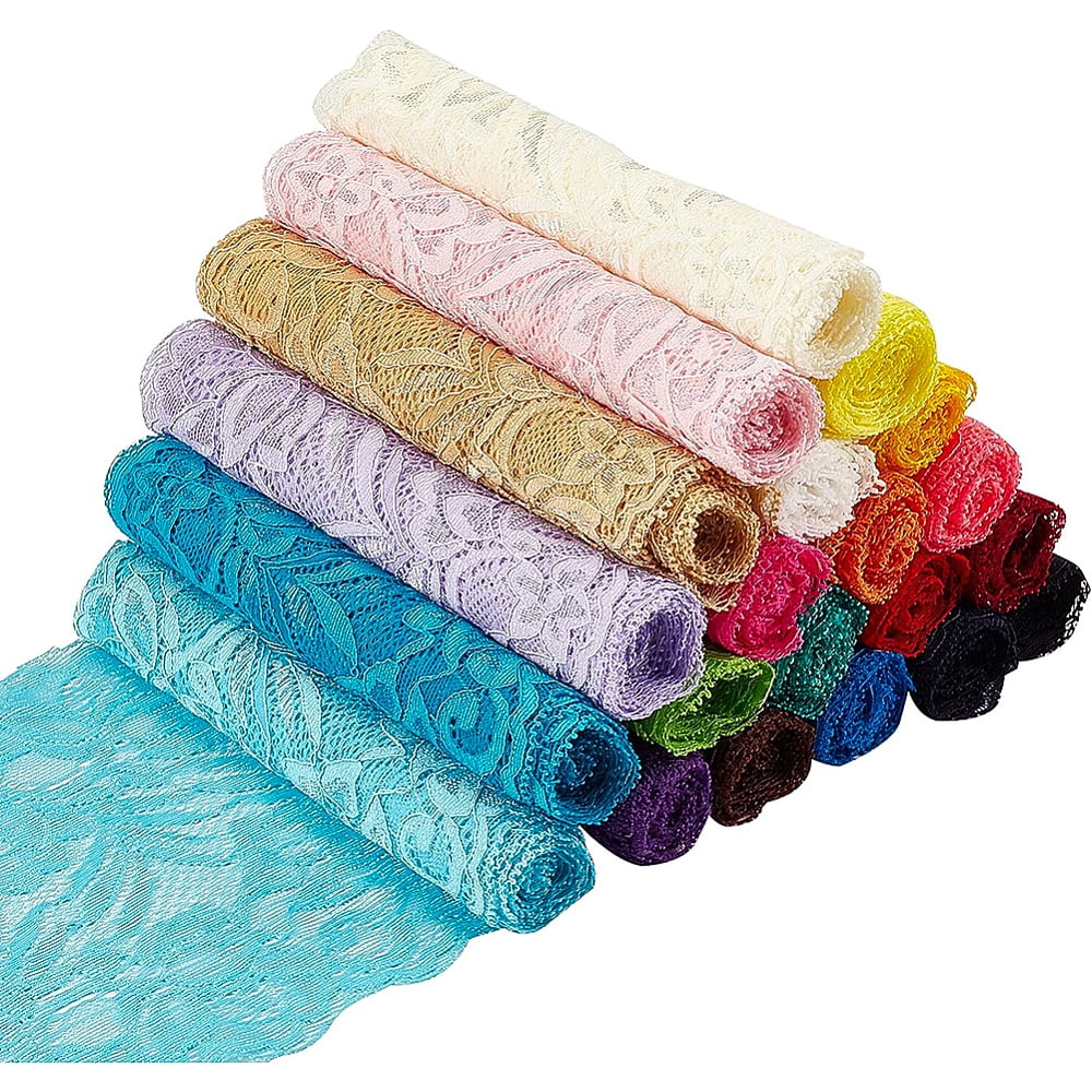 22colors Lace Trim Polyester Ribbon for Jewelry Making Mixed color 5-7/8 inch(150mm) wide 1yards/color 22 colors/set