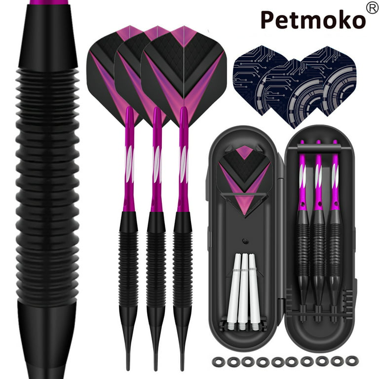 Generic 12x Black And Pink Integrated Darts Shafts W/ Flights 2BA