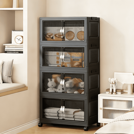Stackable Storage Bins with Lid, Plastic Closet Organizers and Storage ...
