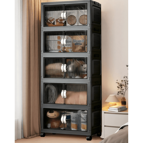 Stackable Storage Bins with Lid, Plastic Closet Organizers and Storage ...