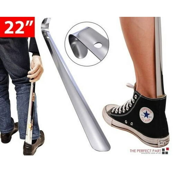 22in Extra Long Handle Shoe Horn Stainless Steel Metal Shoes Remover Shoehorn US