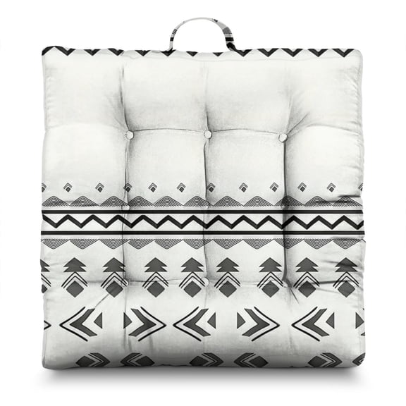 22in Square Yoga Floor Cushion, Boho Style Dutch Velvet Pillow for Meditation and Home Seating