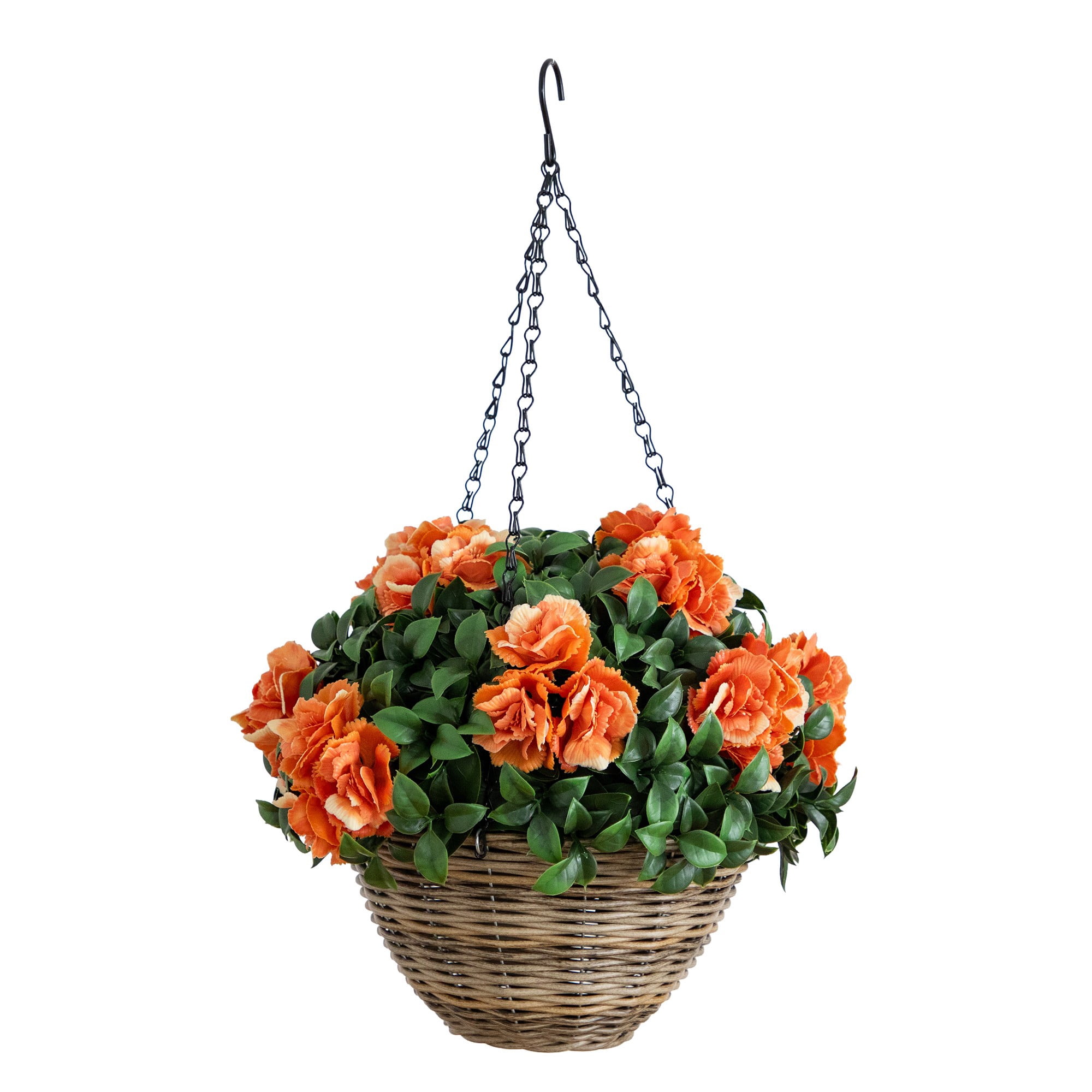 22in. UV Resistant Artificial Camellia in Hanging Basket (Indoor/Outdoor)