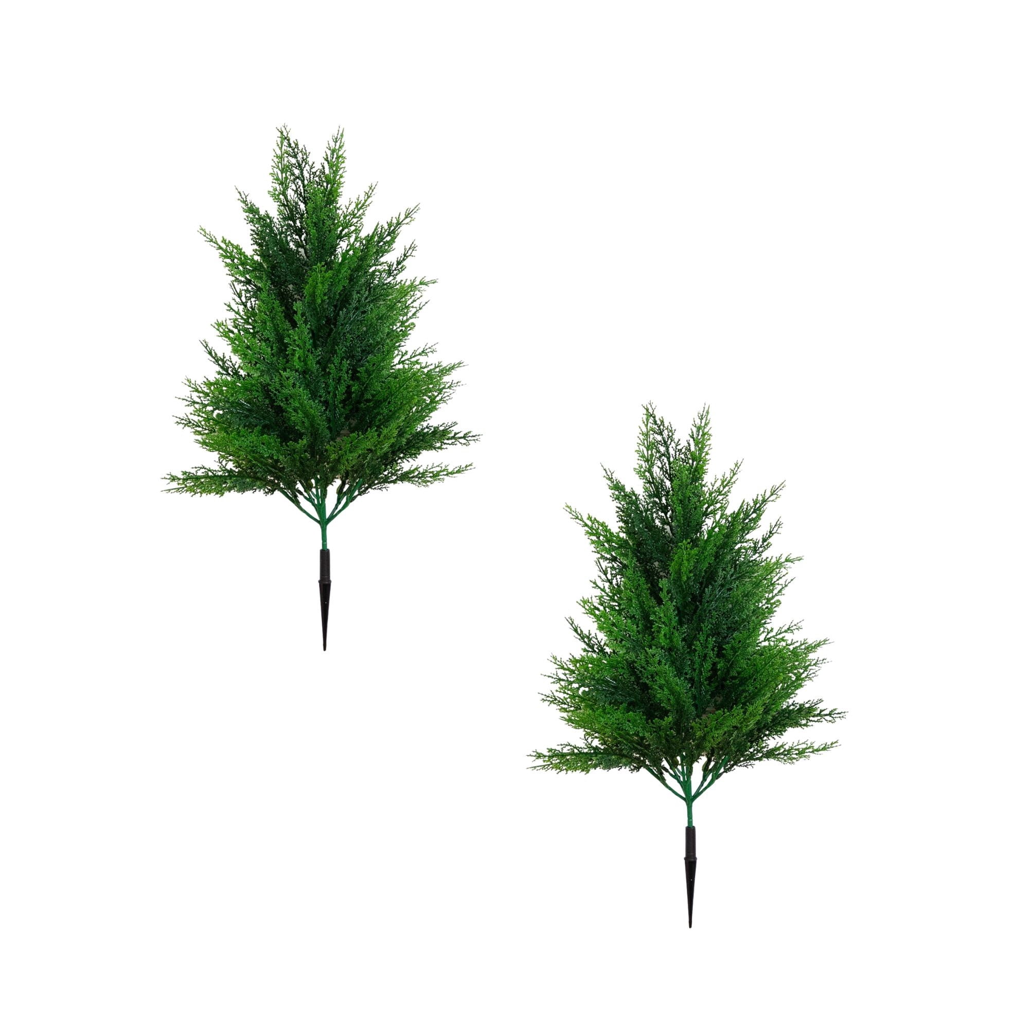22in. UV Resistant Artificial Cedar Bush with Integrated Ground Stake (Indoor/Outdoor) - Set of 2