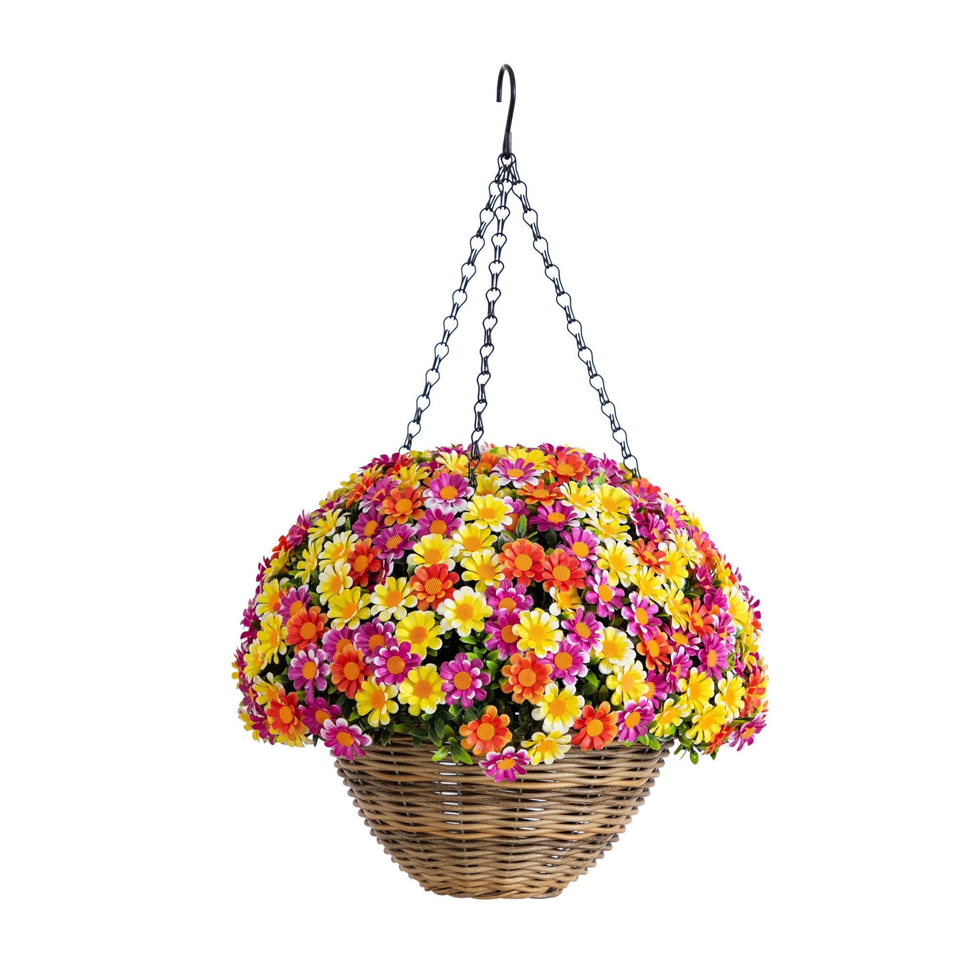 22in. UV Resistant Artificial Mixed Daisy Hanging Basket (Indoor/Outdoor)