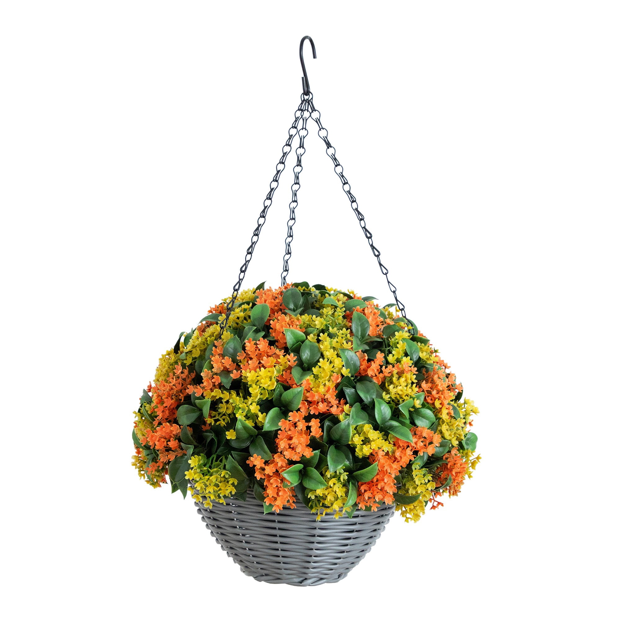 22in. UV Resistant Autumn Artificial Fall Gardenia Hanging Basket (Indoor/Outdoor)