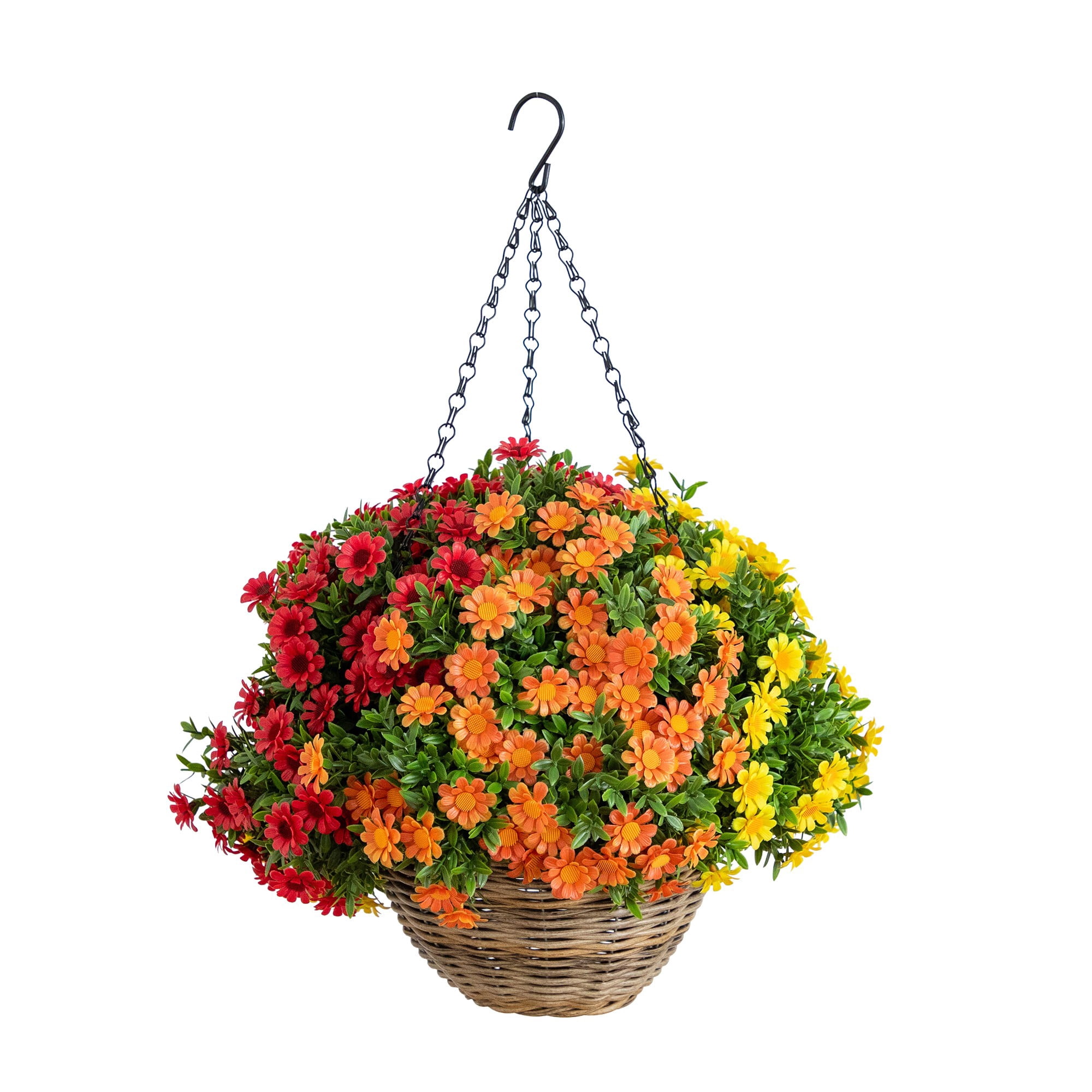 22in. UV Resistant Autumn Artificial Fall Mixed Daisy Hanging Basket (Indoor/Outdoor)