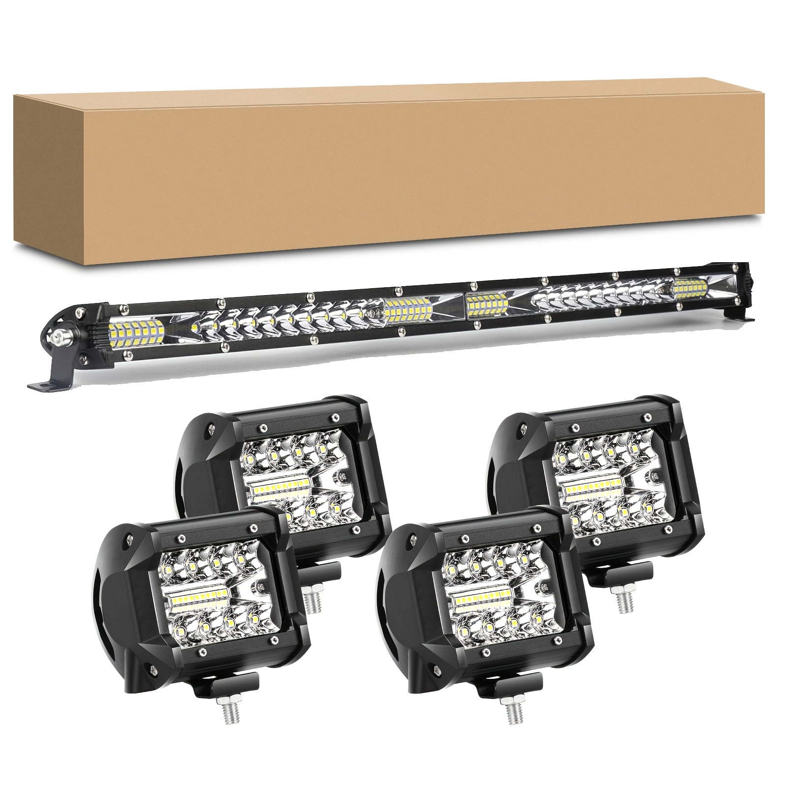 22inch 10inch LED Work Light Bar + 4inch LED Light Bar for Car Truck Offroad 4x4 Jeep SUV UTV ATV Tractor Off Road, No Battery Required