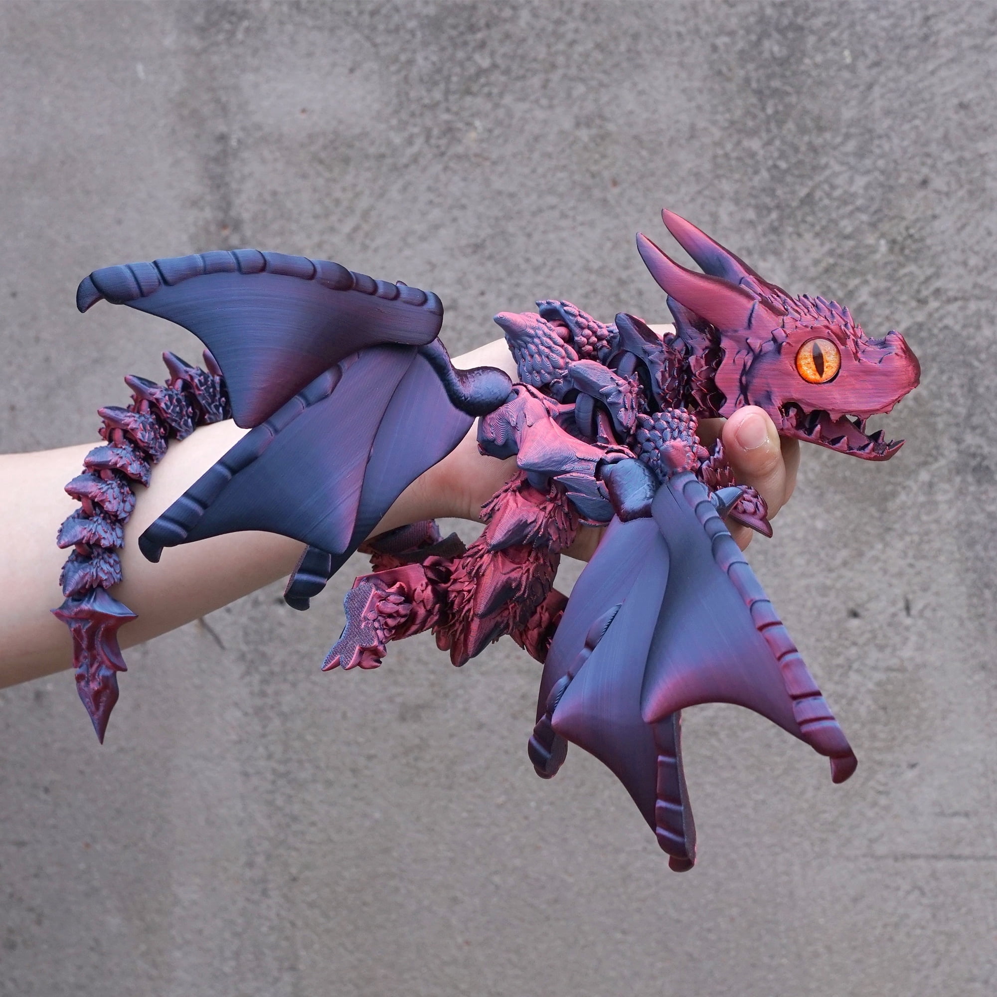 22inch 3D Printed Dragon with Wing,Flexible Joint Animal lacertid Figurines,Realistic Eyes, Home Office Decor,Fidget Toy for Adults Teens Boy Festival Gifts