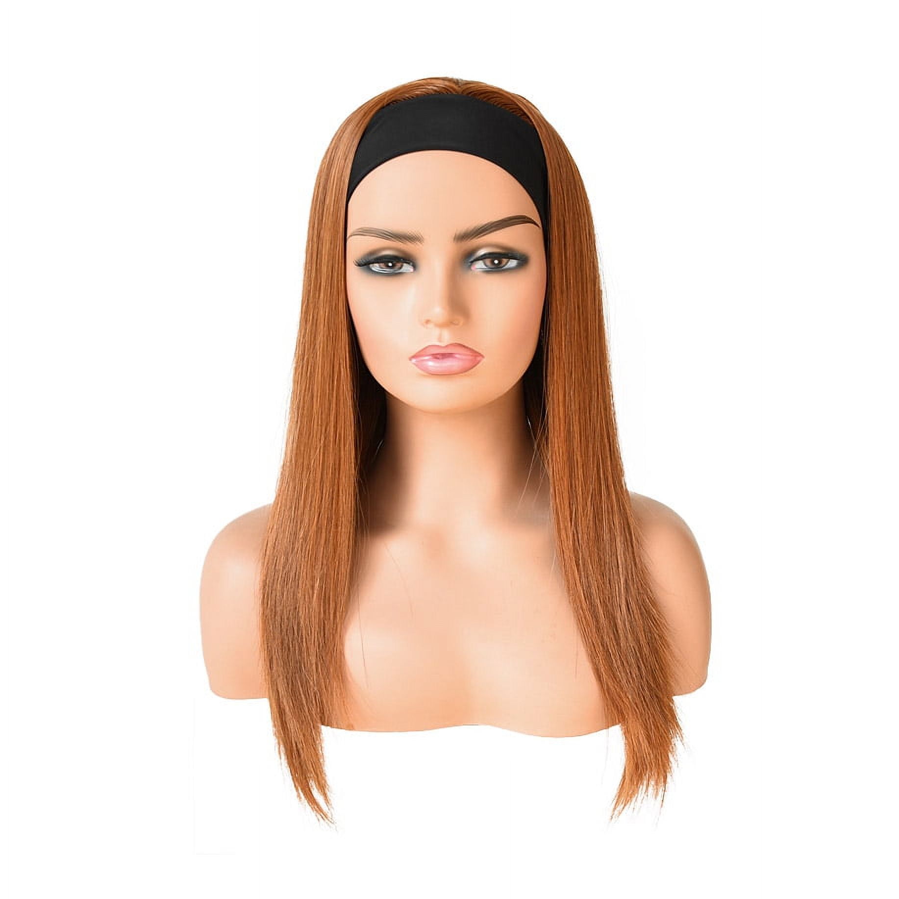22inch Copper Red Straight viviabella Long Headband Wigs for Black Women Natural Looking Synthetic Wig with Headband Heat Resistant