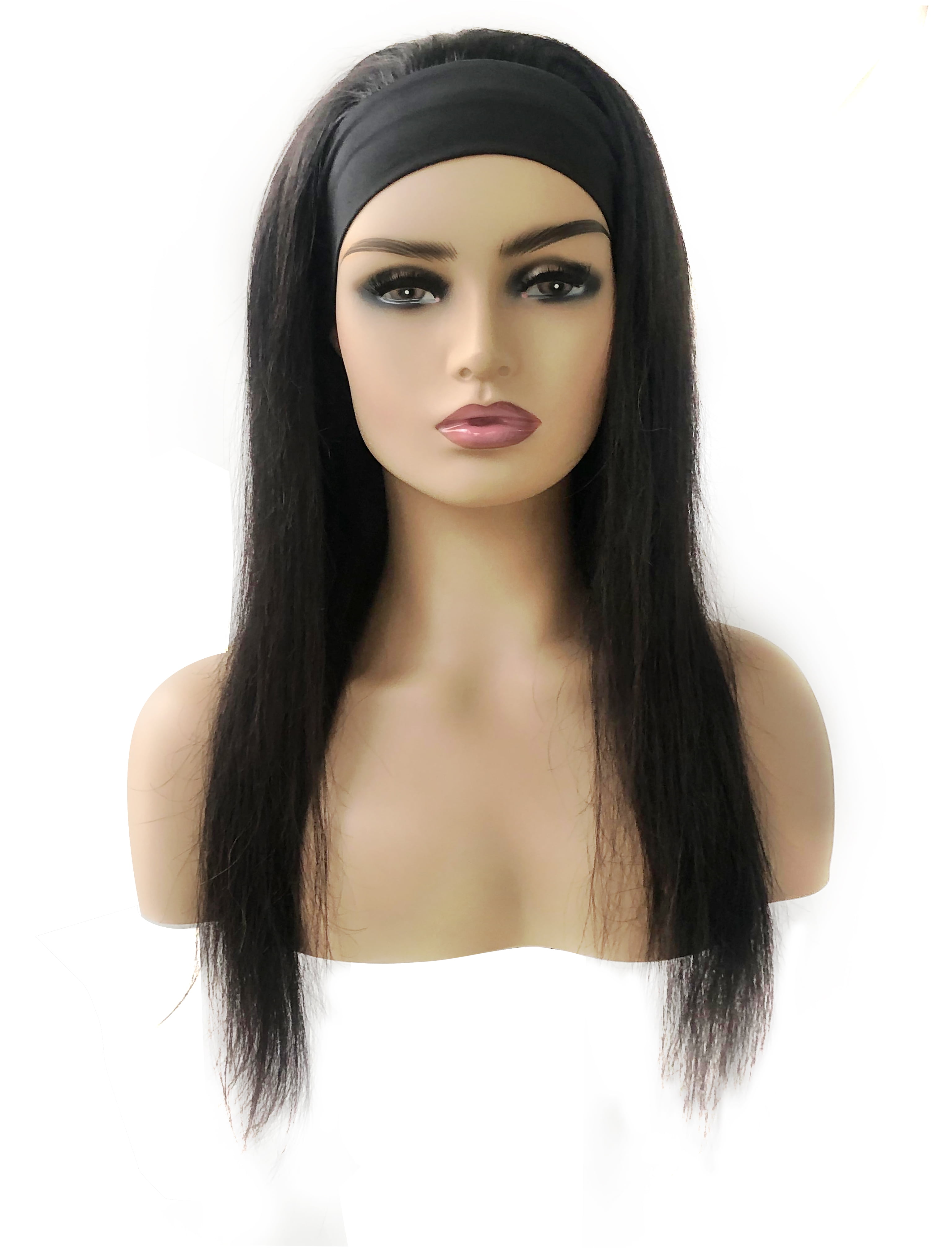 22inch Natural Black Straight viviabella Long Headband Wigs for Black