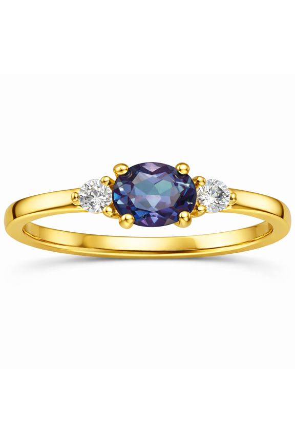 22k Gold Vermeil Alexandrite Oval Three Stone Ring