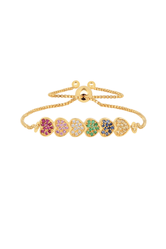 Multi-Gemstone Bolo Bracelet 22K Yellow Gold Plated Vermeil Birthstone Jewelry for Women