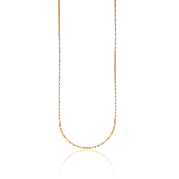 22k Solid Yellow Gold 2.1mm Cable Rolo Link Chain Belcher Necklace