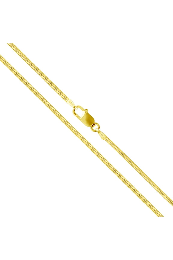 22k Yellow Gold Plated Sterling Silver Magic Snake Chain 1mm Solid 925 Italy Necklace 22" Jewelry Female