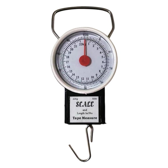 22kg (48.50lbs) Portable Mechanical Spring Hanging Scale, Handheld Pointer Luggage Hook Scale for Travel & Gift Use