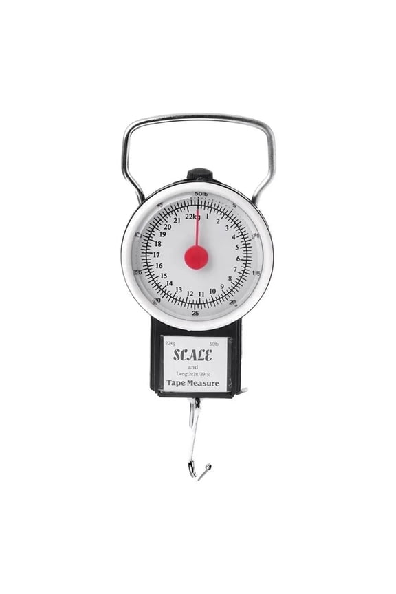 22kg Portable Mini Dial Luggage Scale Bag Weight Blance Baggage Suitcase Travel Scales Tape Measure Portable Hook Libra
