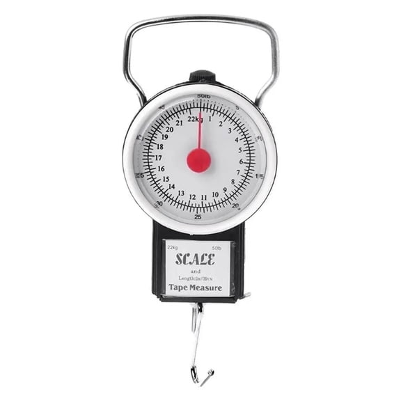 22kg Portable Mini Dial Luggage Scale Bag Weight Blance Baggage Suitcase Travel Scales Tape Measure Portable Hook Libra