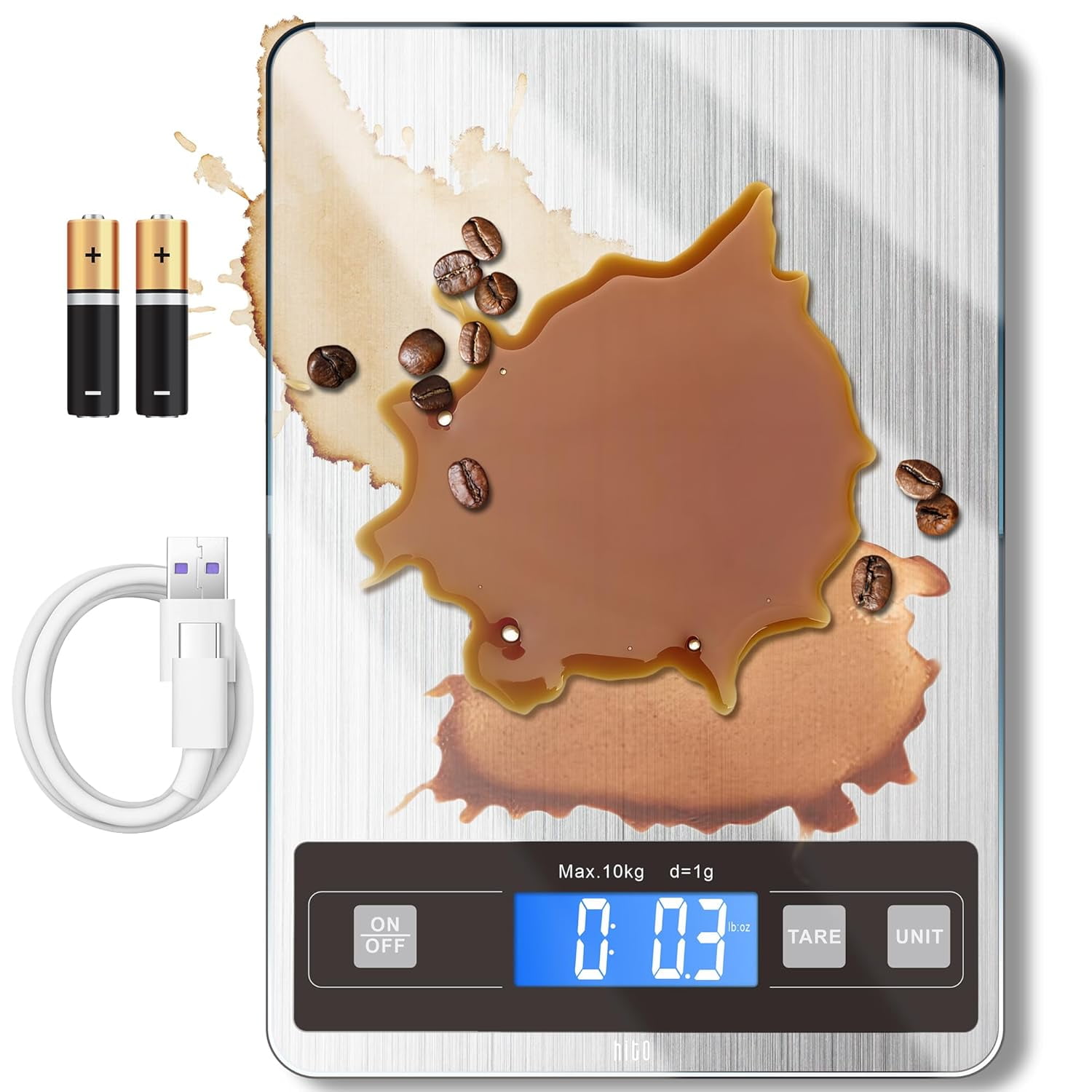 22lb Food Scale, Digital Kitchen Scale with Type-C & Battery Dual ...