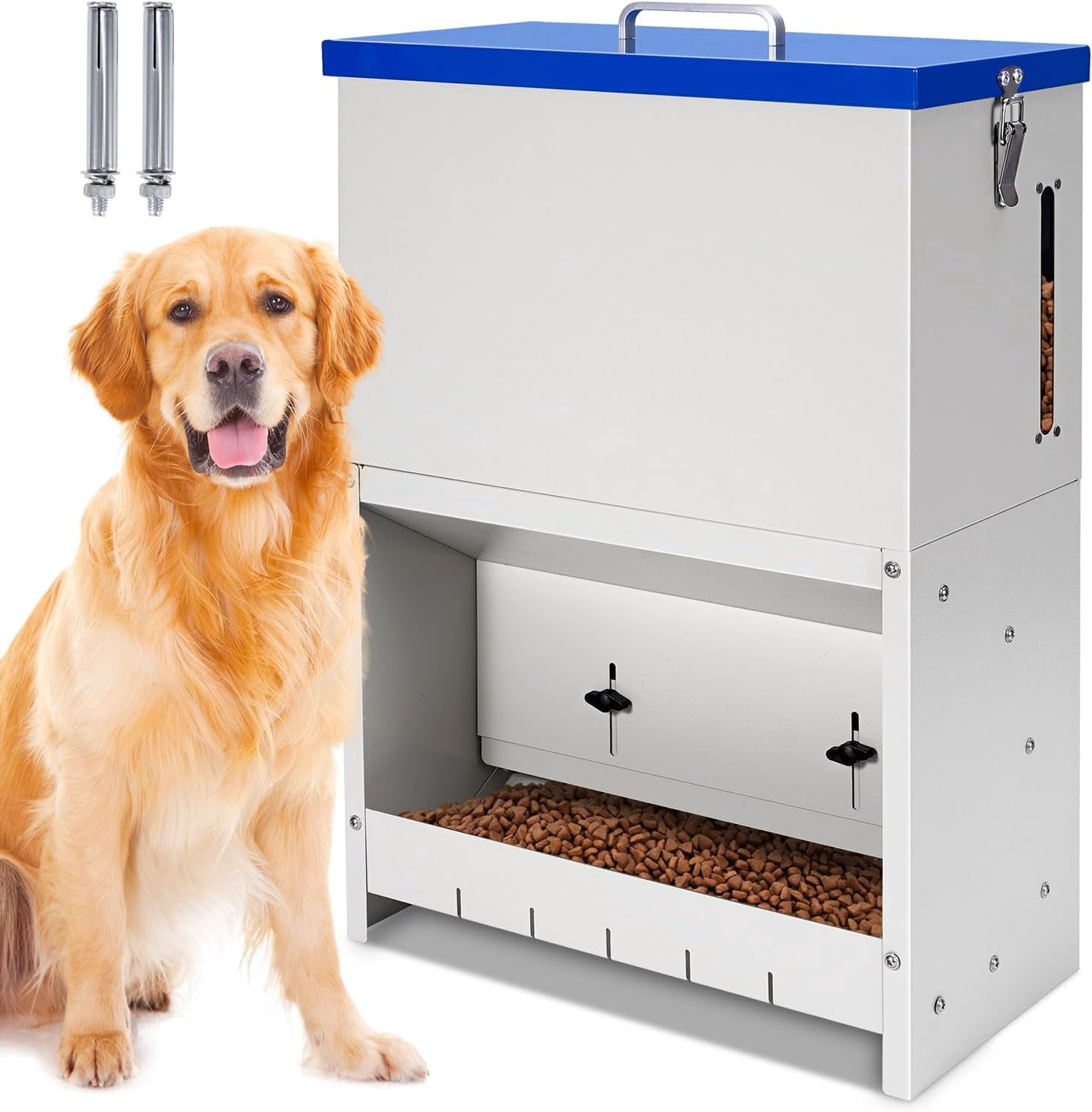 22lbs Gravity Dog Feeder - Automatic Dog Feeder Large Breed Outdoor Pet Feeding Station Auto Dry Food Dispenser for Pet Cat Dogs