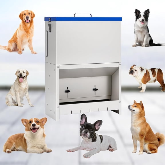 22lbs Gravity Dog Feeder - Automatic Dog Feeder Large Breed Outdoor Pet Feeding Station Auto Dry Food Dispenser for Pet Cat Dogs