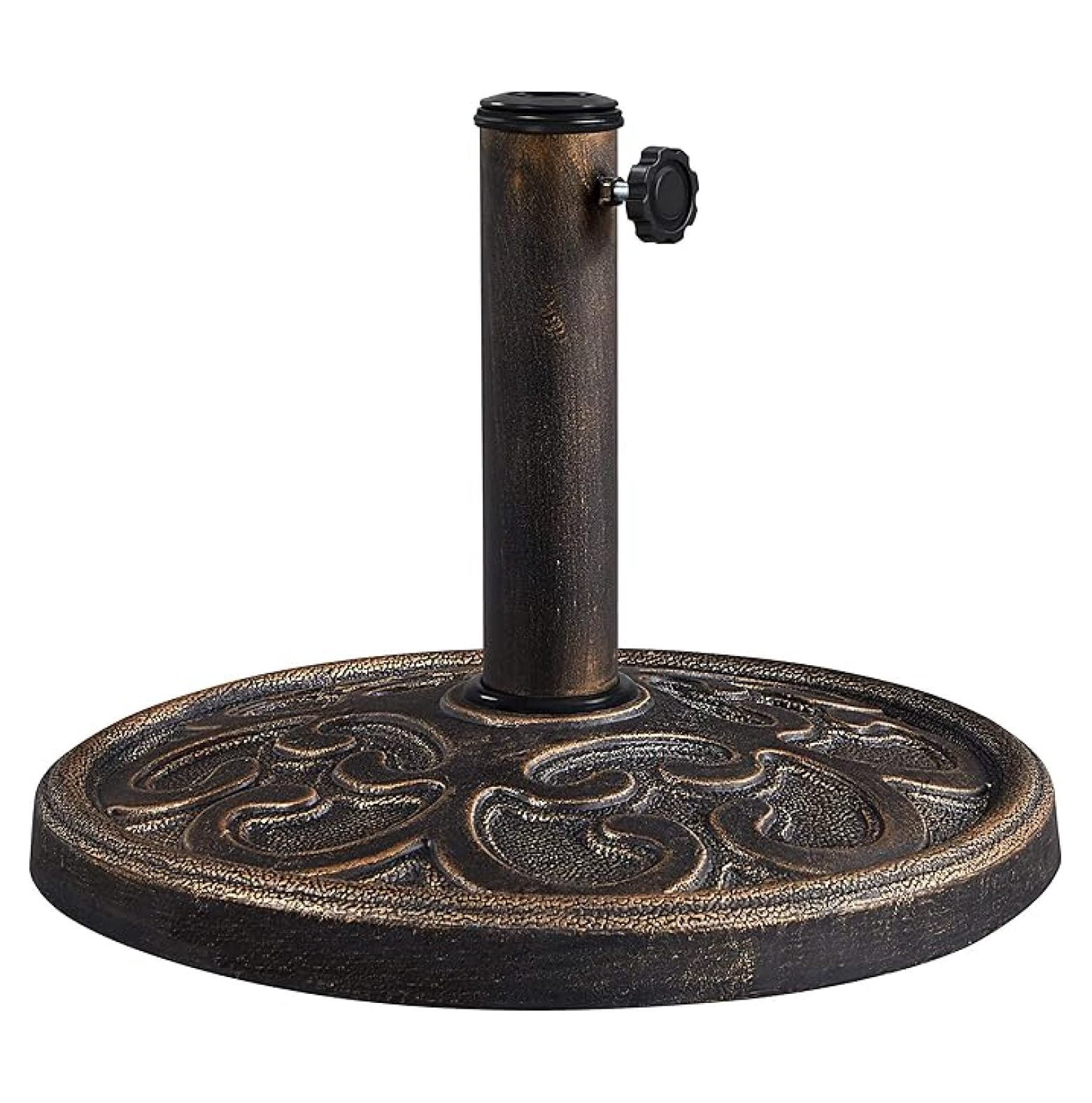 22lbs Umbrella Base Stand Heavy Duty Outdoor Patio Umbrella Stand for Deck, Garden, Lawn - Bronze