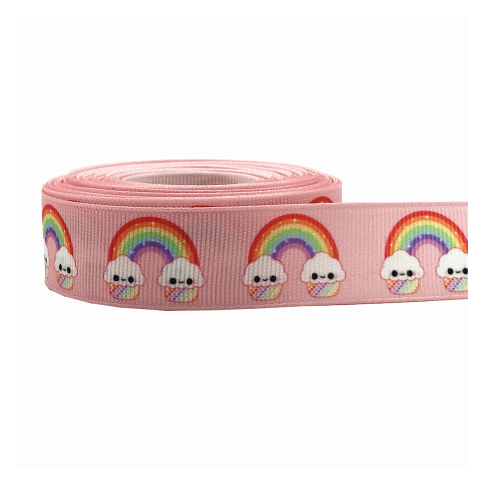 Colorfull Ribbon Head 22mm 10yards Rainbow Printed Grosgrain Ribbon Headwear Hair Bow DIY ...