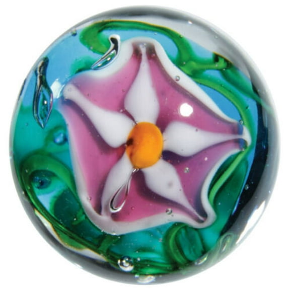 22mm (7/8") Stargazer Hand Made Art Glass Marble Flower Starfish