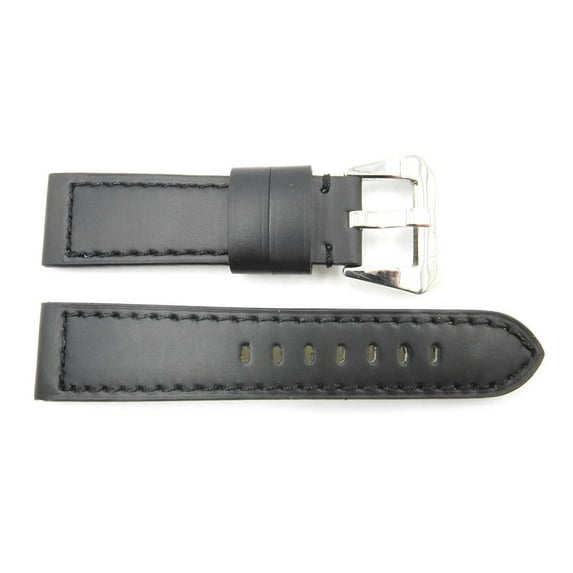 22mm Black Genuine Leather Heavy Padded Panerai Watch Strap