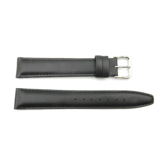 22mm Black Genuine Leather Long Tapered Edge Watch Strap