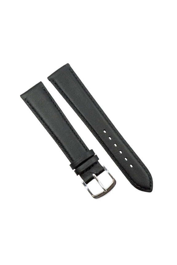 22mm Black Soft Leather Long Watch Strap