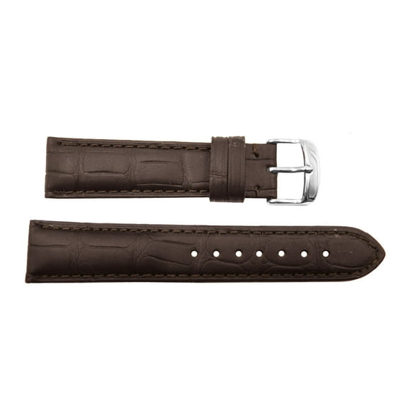 22mm Brown Genuine Alligator Leather Men's Watch Strap Band