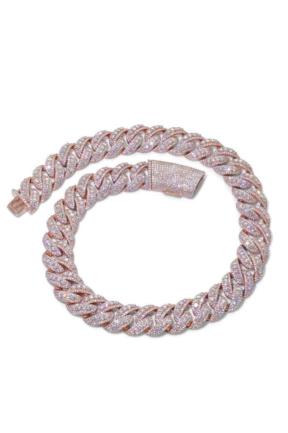 22mm Bubble Cuban Chain Necklace for Men and Women, Iced Out CZ Hip Hop Link Chain Jewelry, Gold Silver Rose Gold