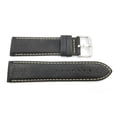 thumbnail image 1 of 22mm Bull Skin Genuine Leather Black with Contrast Stitching Watch Band, 1 of 2